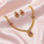 Ruby Leaf Necklace Set