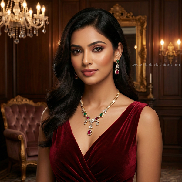 Ruhani Ruby Emerald Elegance Set