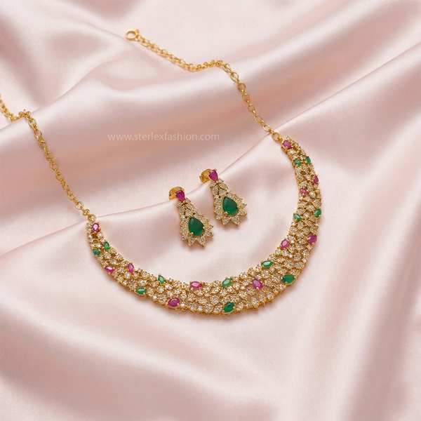 Heritage Pink Emerald Necklace Set