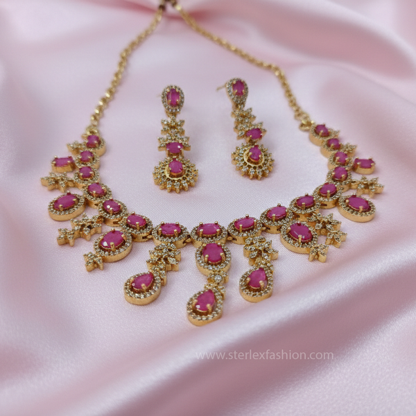 Ruby Royale Drop Necklace Set