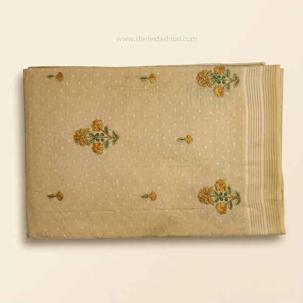 Noor Vastra Golden Beige Bloom Saree