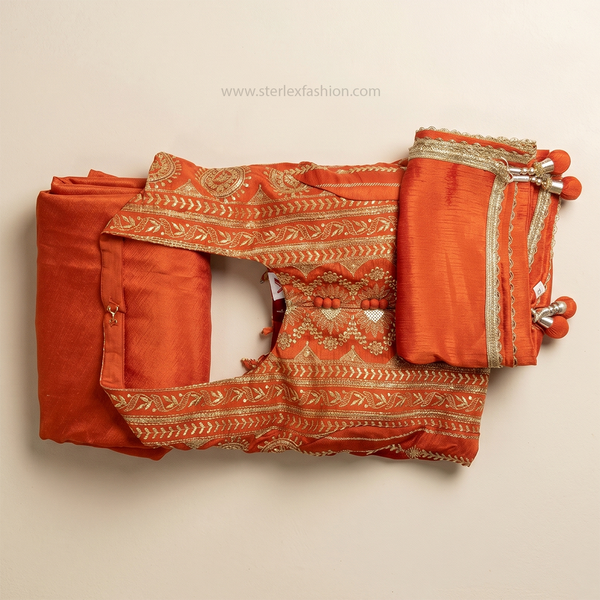 Zareen Orange Heritage Palazzo Ensemble