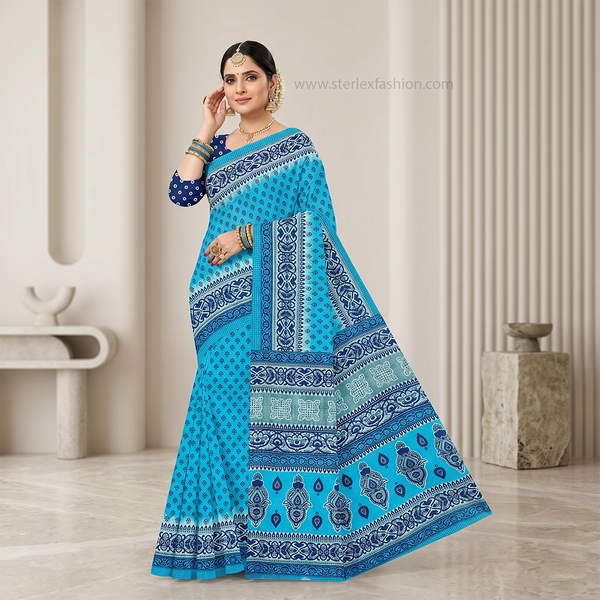 Neelambara Azure Heritage Printed Saree