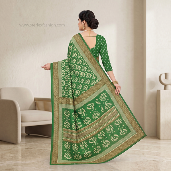Vrinda Emerald Heritage Printed Saree