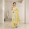 Sunlit Flora Silver Border Linen Saree