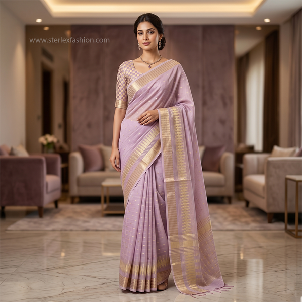 Lavender Rajsi Weave Saree