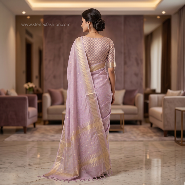 Lavender Rajsi Weave Saree