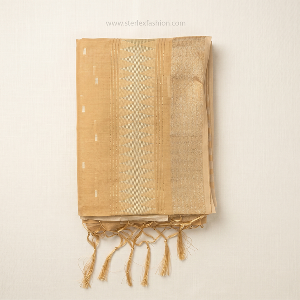 Golden Amber Rajsi Weave Saree