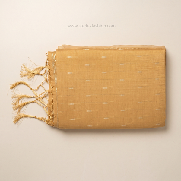 Golden Amber Rajsi Weave Saree