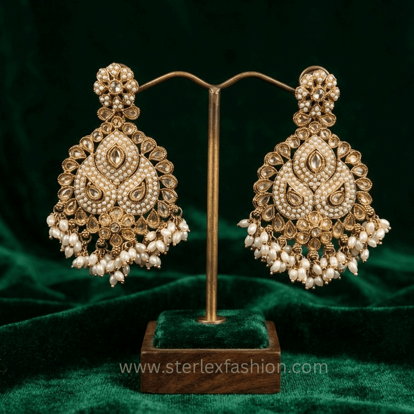 Ivory Rajwada Pearl Chandbali