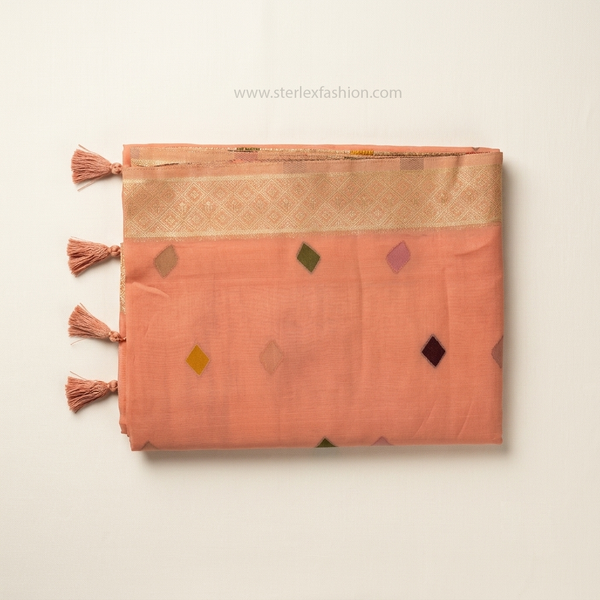 Peach Rangika Tassel Zari Saree