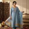 Elegant Gray Embroidered Suit Set