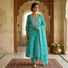 teal Green cotton Anarkaliset
