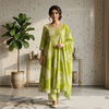 Lime Zest Printed Cotton Anarkali Set