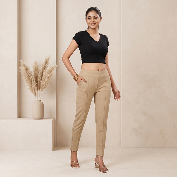 high-rise straight fit trousers
