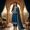 Teal Royal Embroidered Suit Set