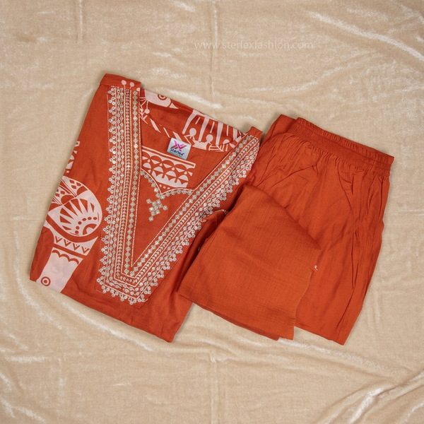 Terracotta Charm Printed Cotton Suit Set