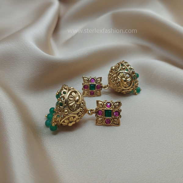 Rajvani Emerald Jhumka
