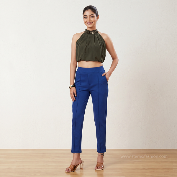 high-rise straight fit trousers