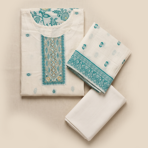 Bloom Embroidered Straight Kurta Set with Dupatta