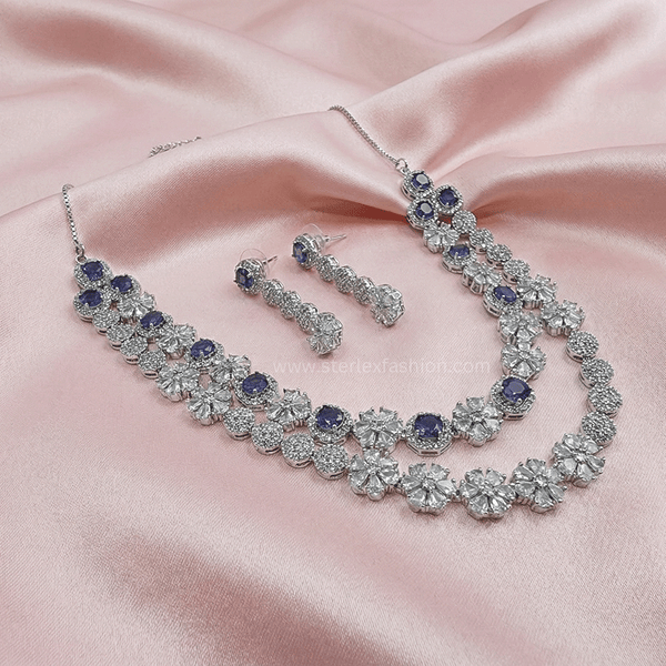 Twinkle Star Blue AD Necklace Set