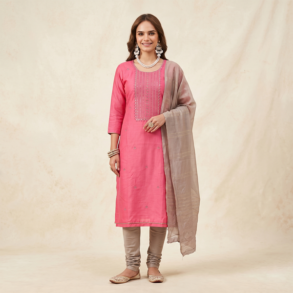 Floral Embroidered Dress Material