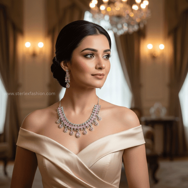 Diviyala Pink AD Necklace