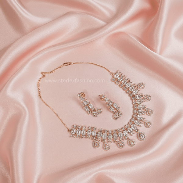 Diviyala Rose Gold AD Necklace