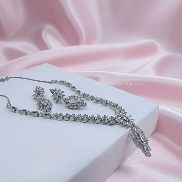Royal Amara Silver AD Necklace
