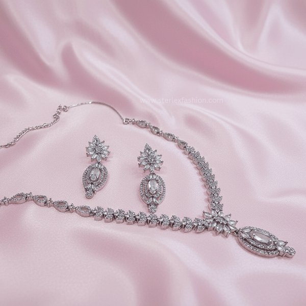 Royal Amara Silver AD Necklace