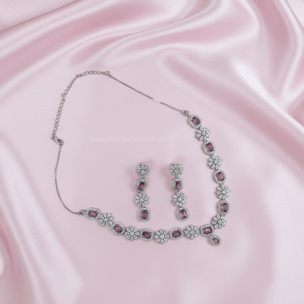 Elite Star Pink AD Necklace