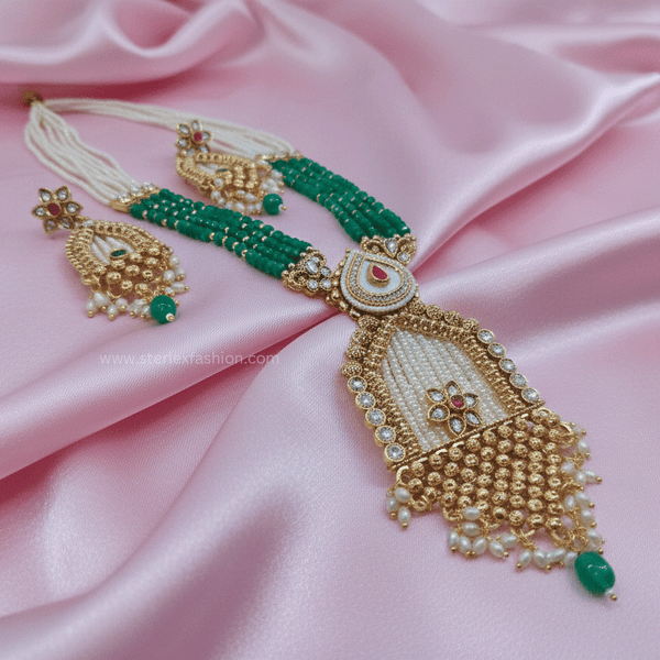 Maharani Pearl Emerald Necklace
