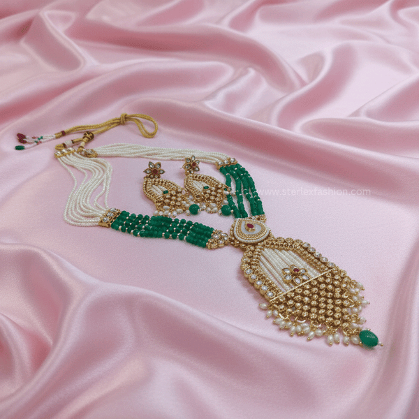 Maharani Pearl Emerald Necklace