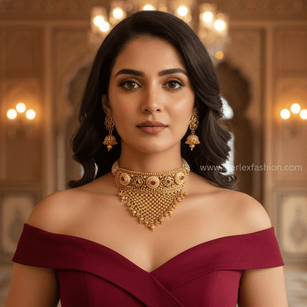 Swarnika Pearl Temple Necklace Set