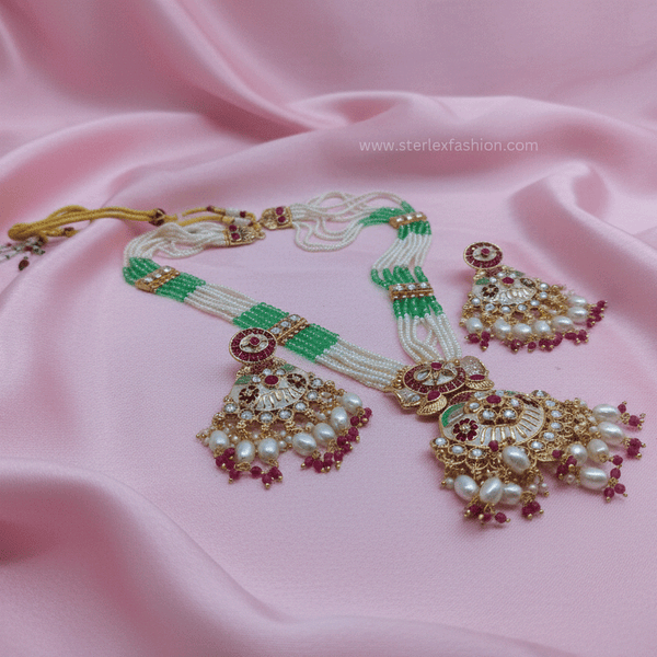 Mint Pearl Kundan Haar