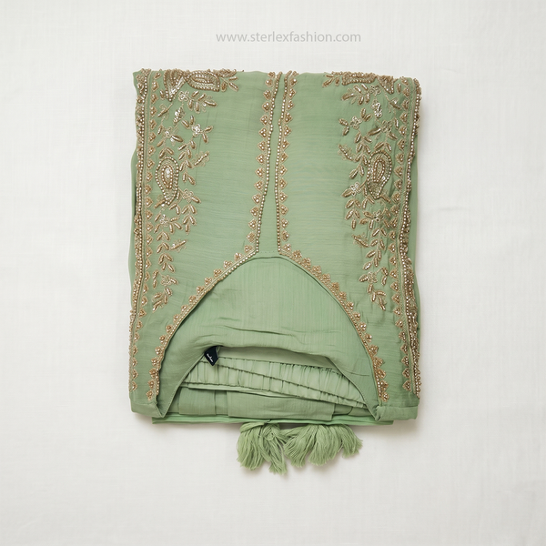 Sage Green Embroidered Anarkali Suit Set with Dupatta