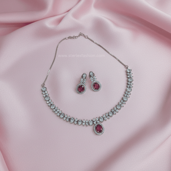 Elara Ruby Glow Necklace Set