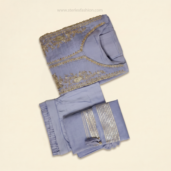 Lavender Embroidered Anarkali Suit Set