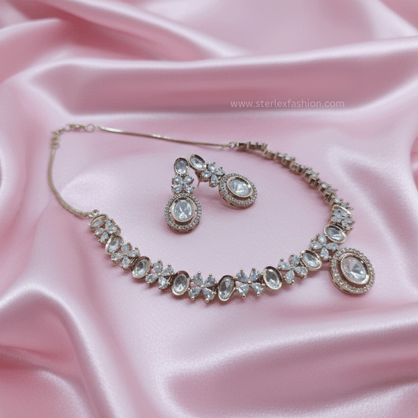 Elara Crystal White Necklace Set