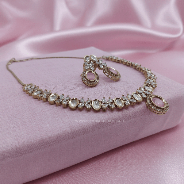 Elara Blush Rose Necklace Set