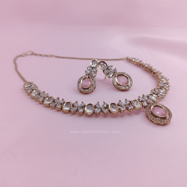 Elara Blush Rose Necklace Set