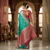 Sea Green Soft Silk Saree with Silver Zari Border