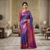 Royal Blue & Pink Banarasi Silk Saree with Zari Weaving
