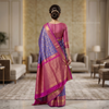 Royal Blue & Pink Banarasi Silk Saree with Zari Weaving
