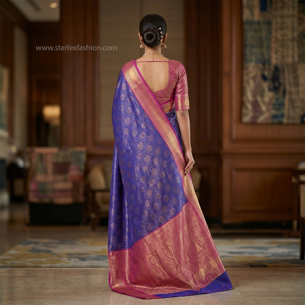 Royal Blue & Magenta Banarasi Silk Saree