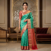 Sea Green & Pink Banarasi Silk Saree