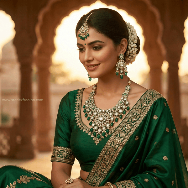 Nazakat Green Pearl Set