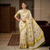 Kerala Style Ivory Embroidered Saree with Zari Border