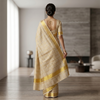 Classic Ivory Checks Kasavu Saree