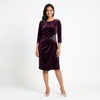 Plum velvet draped dress